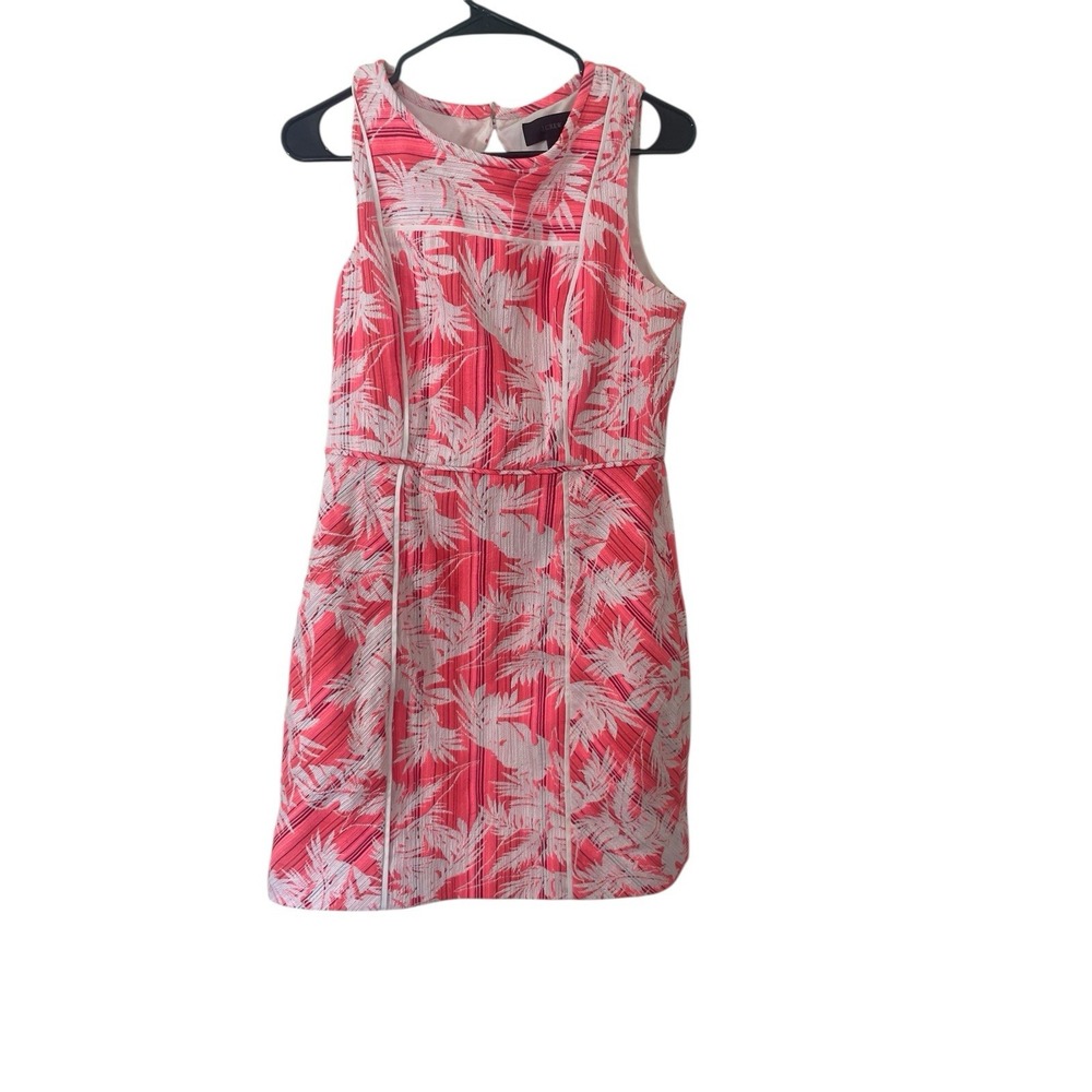 J.‎ Crew Sun Faded Tropical Sheath Dress Size 10 Cotton Textured Knit Preppy